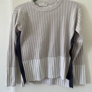 Club Monaco Ribbed Crewneck Sweater in Light Gray